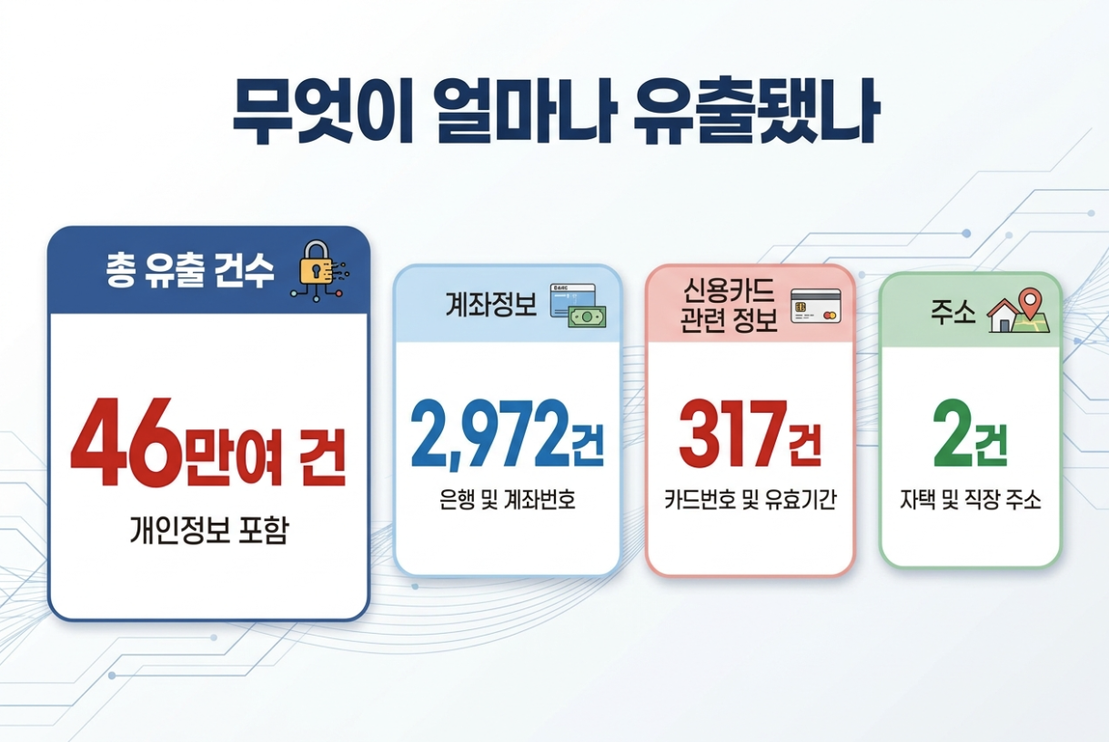 삼프로TV 개인정보 유출 규모와 계좌정보 2972건 신용카드 관련 정보 317건을 정리한 이미지