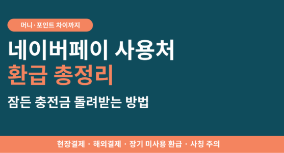 네이버페이 사용처 충전금 환급 확인방법 총정리