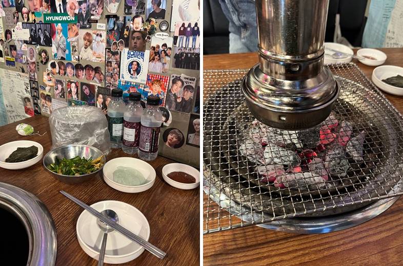 숯 및 기본 반찬