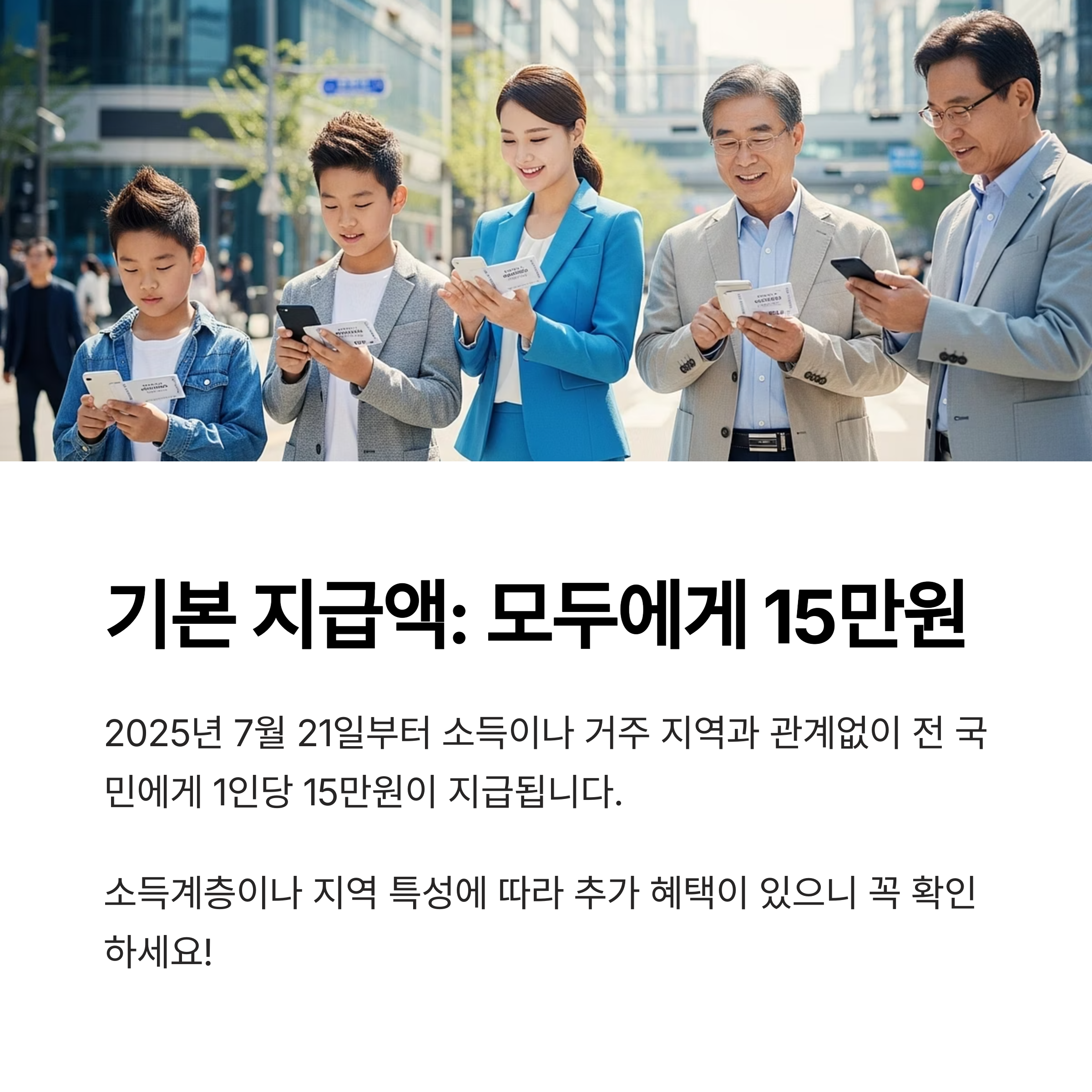 기본 지급액 : 모두에게 15만원
