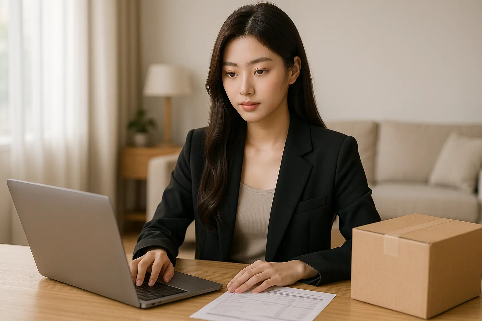 택배 요금 확인하고 있는 이미지