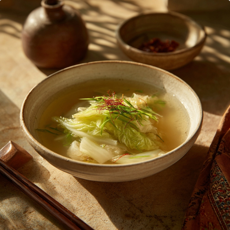 그릇에 담긴 시원한 동치미