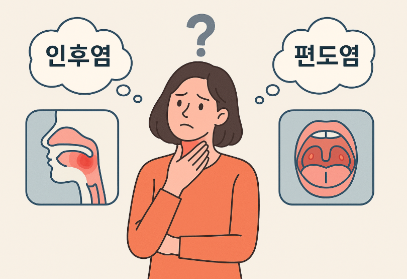목감기, 인후염, 편도염 차이