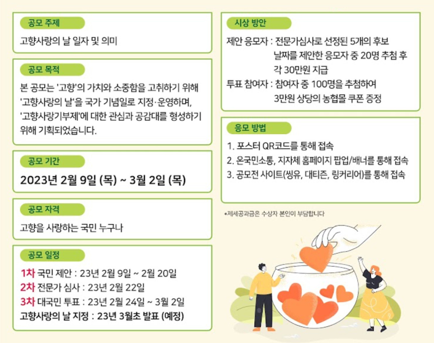 고향 사랑의 날 공모 방법