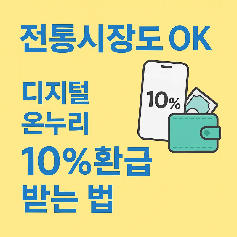 디지털 온누리상품권을 통해 전통시장에서 환급받는 방법을 설명한 블로그용 썸네일 이미지
