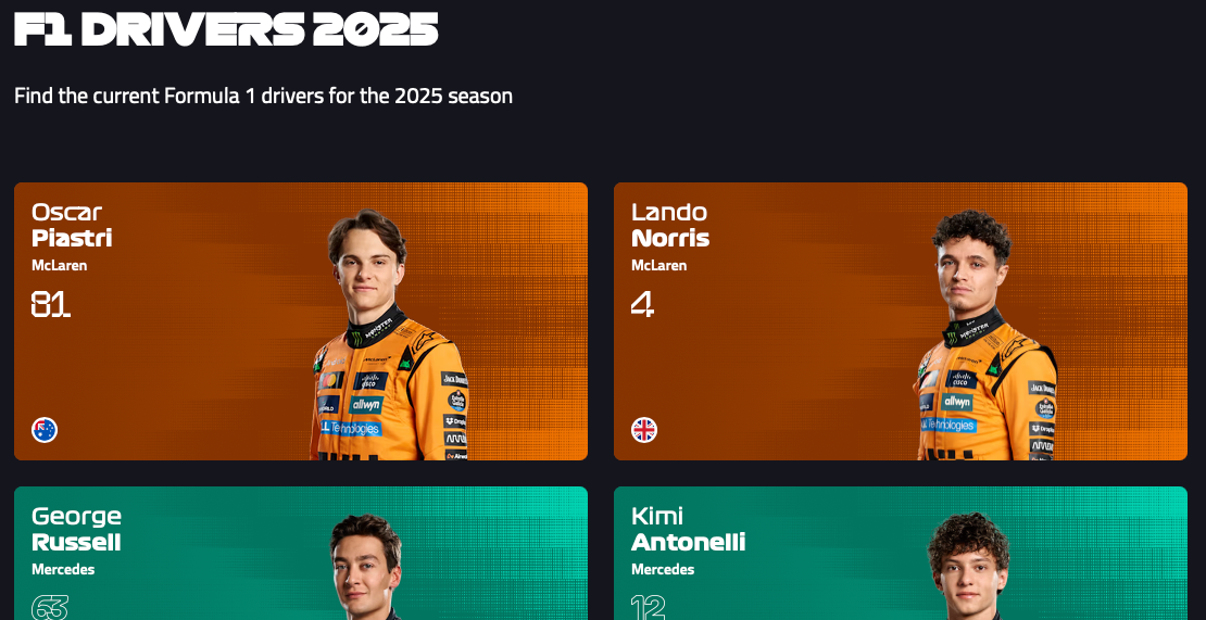 F1 DRIVERS 2025