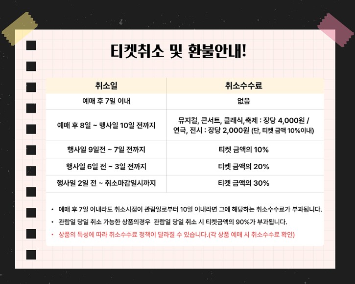 티켓취소 및 환불안내 