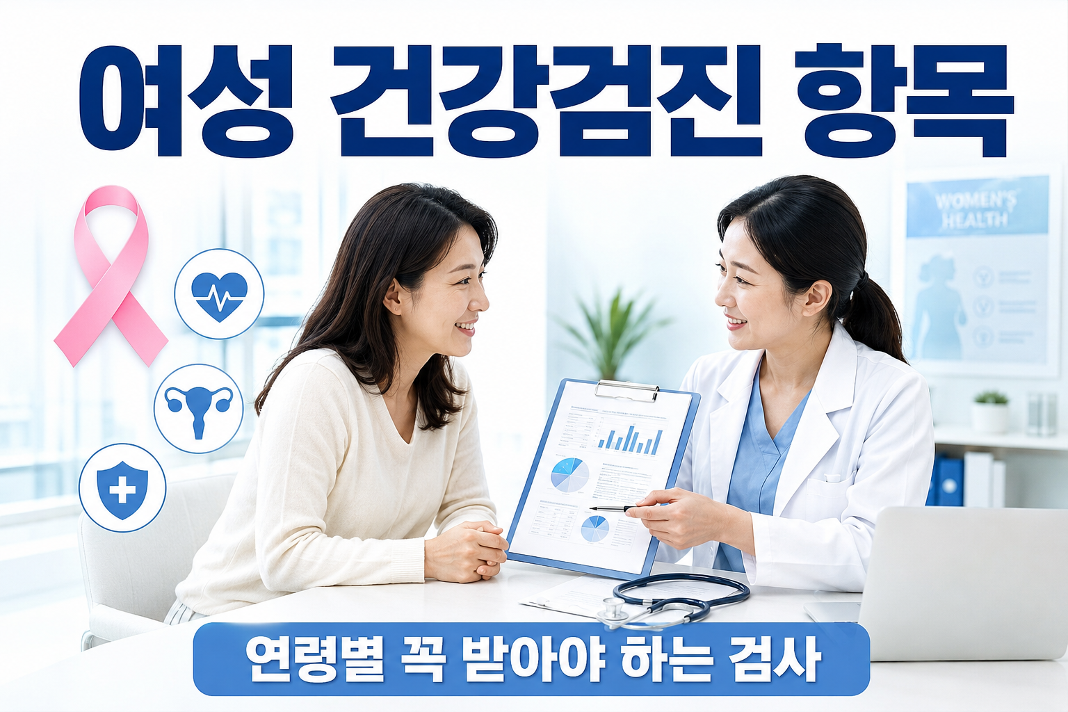 여성 건강검진 항목을 소개하는 건강검진센터 썸네일 이미지