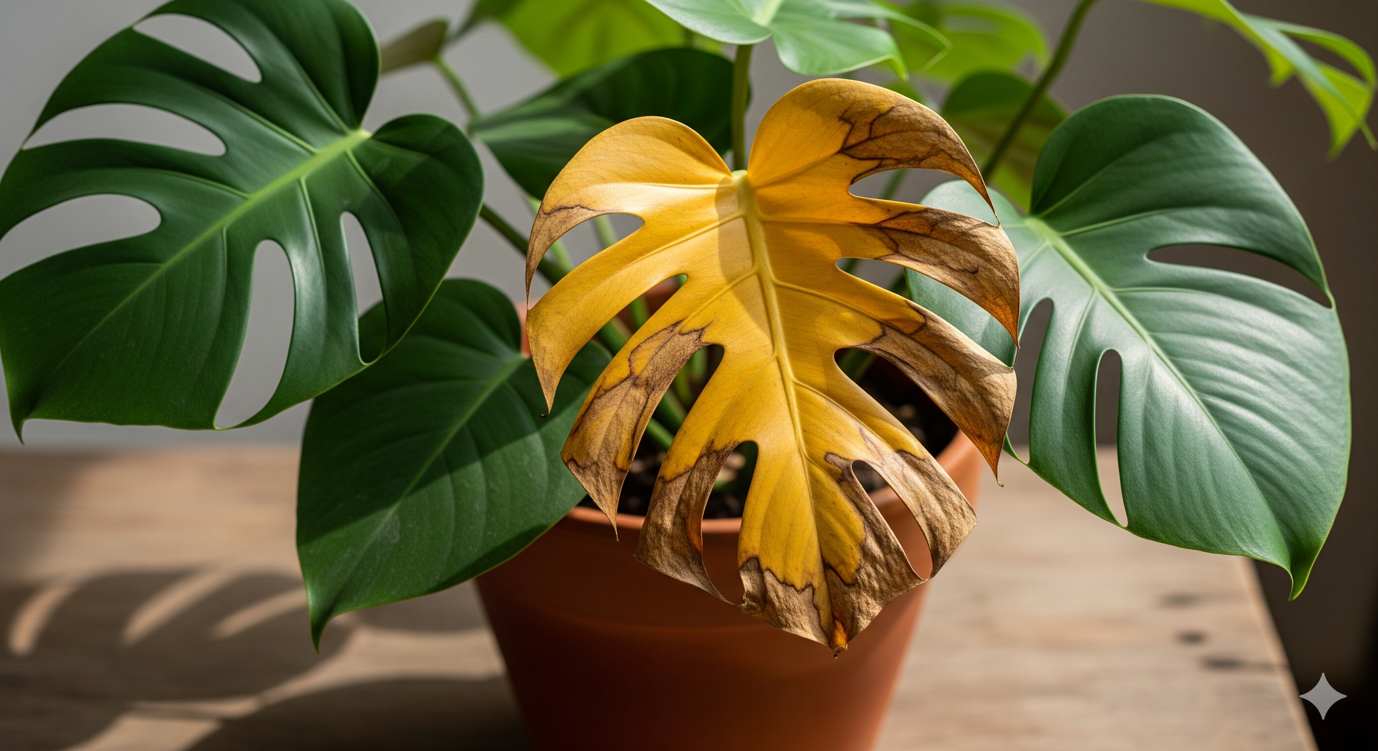 노랗게-변한-몬스테라-잎