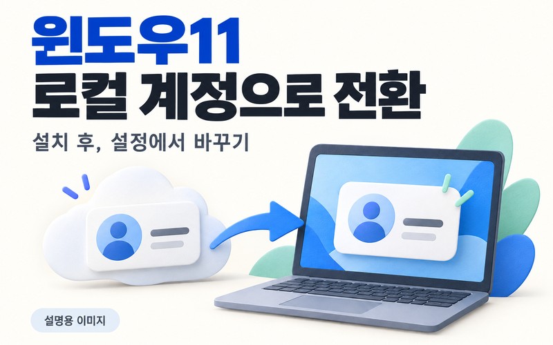 윈도우11 설치 후 Microsoft 계정을 로컬 계정으로 전환하는 방법