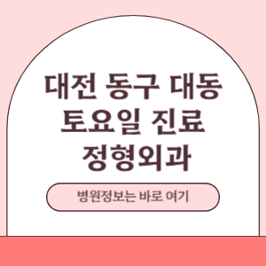 대전 동구 대동 토요일 정형외과 진료 병원
