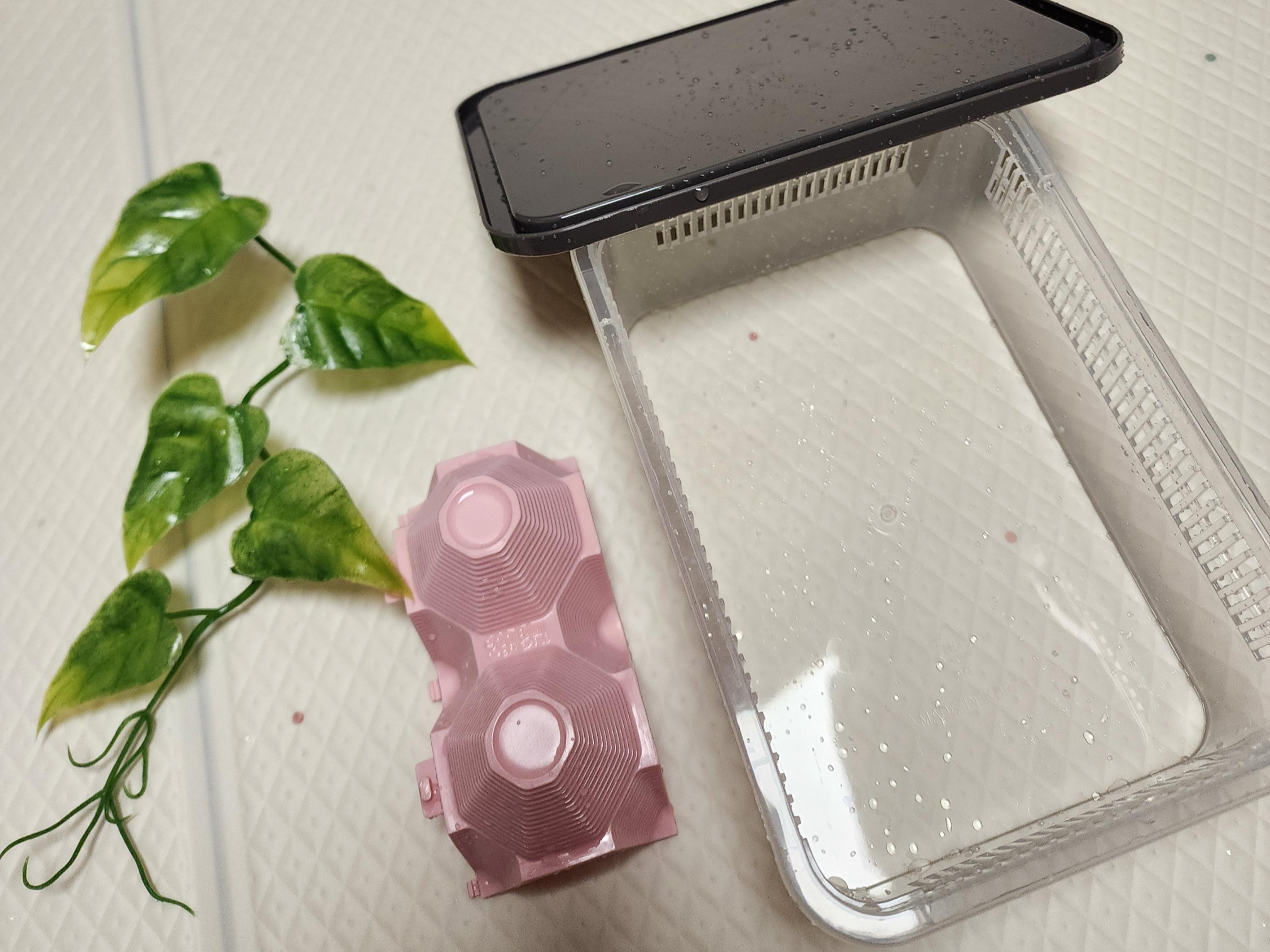 깨끗하게-씻어온-사육장과-은신처-인공나뭇잎