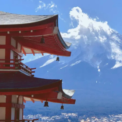일본여행 일본 건축물과 후지산 풍경