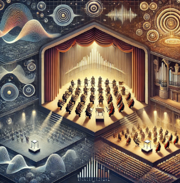 공간 속 여러 구조를 이루는 오케스트라 관련 이미지