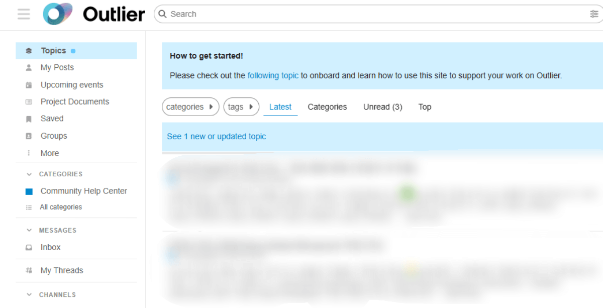 Outlier-홈페이지-커뮤니티-community-접속화면