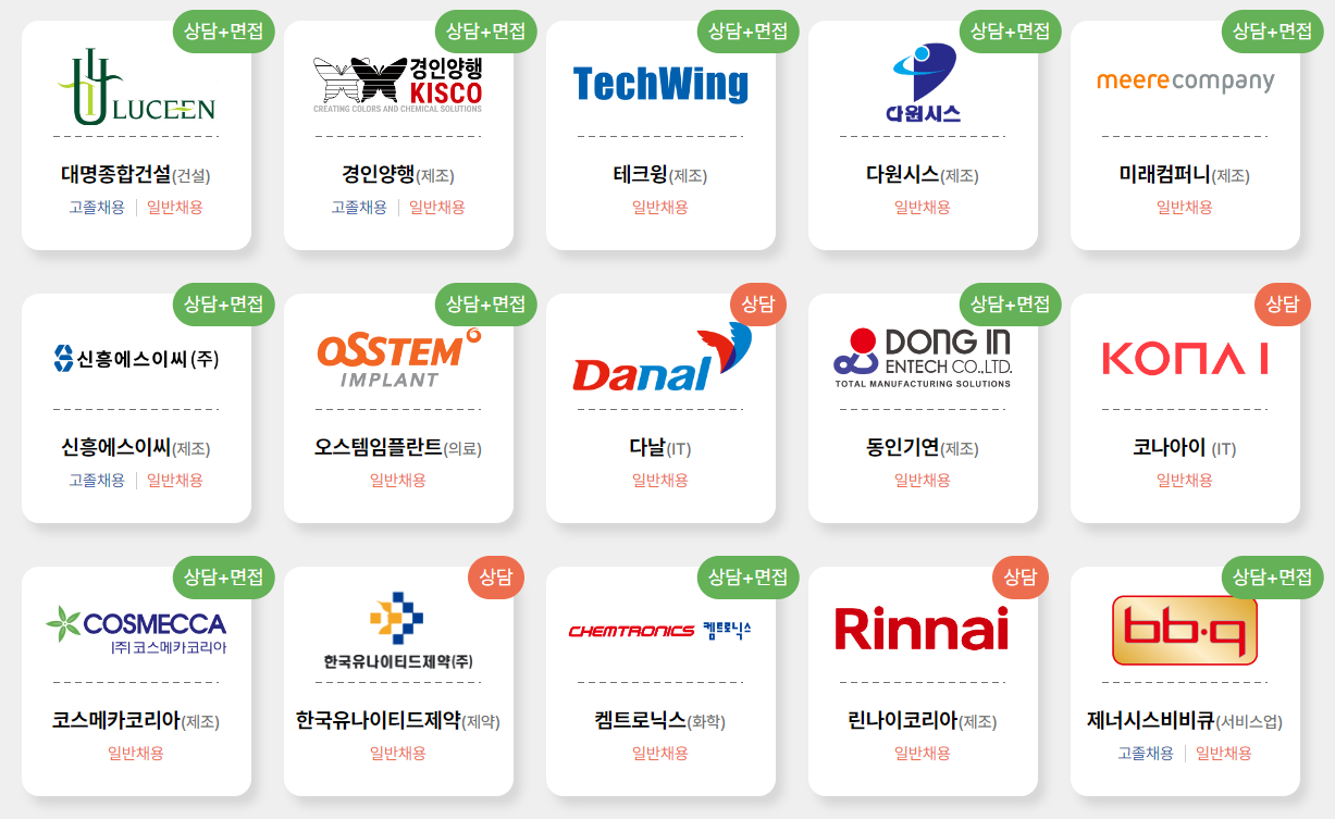 2022 중견기업 일자리 박람회 - 참가기업 리스트