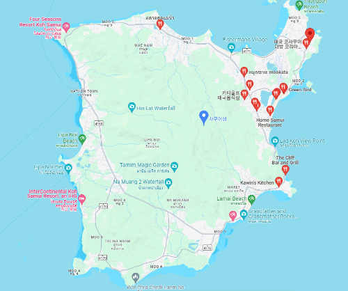 코사무이 섬 지도