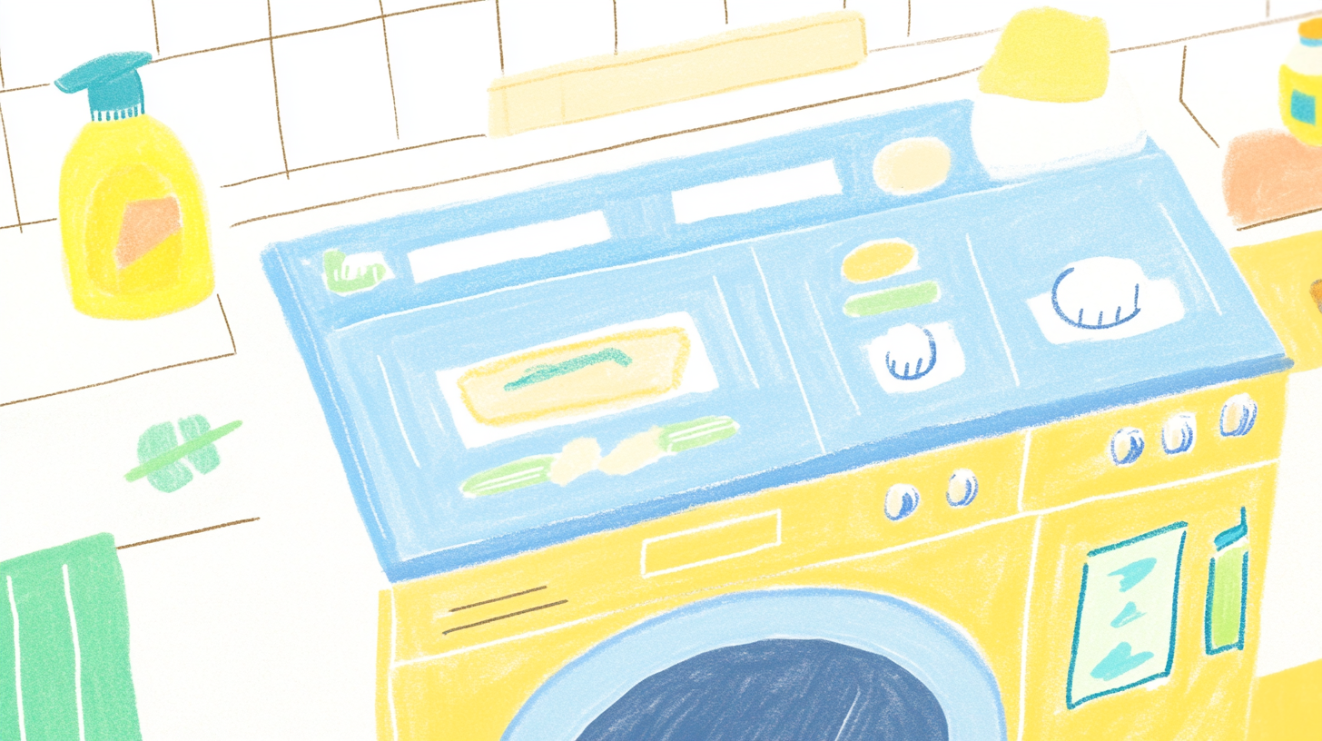 정기적인 청소, 적절한 세제 사용, 과부하 피하기를 설명하는 세탁기 관리 팁에 대한 상세한 인포그래픽 이미지