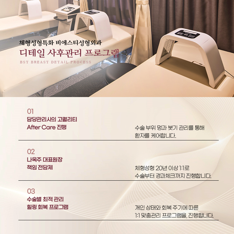 체형성형특화 비에스티성형외과 디테일 사후관리 프로그램 종류