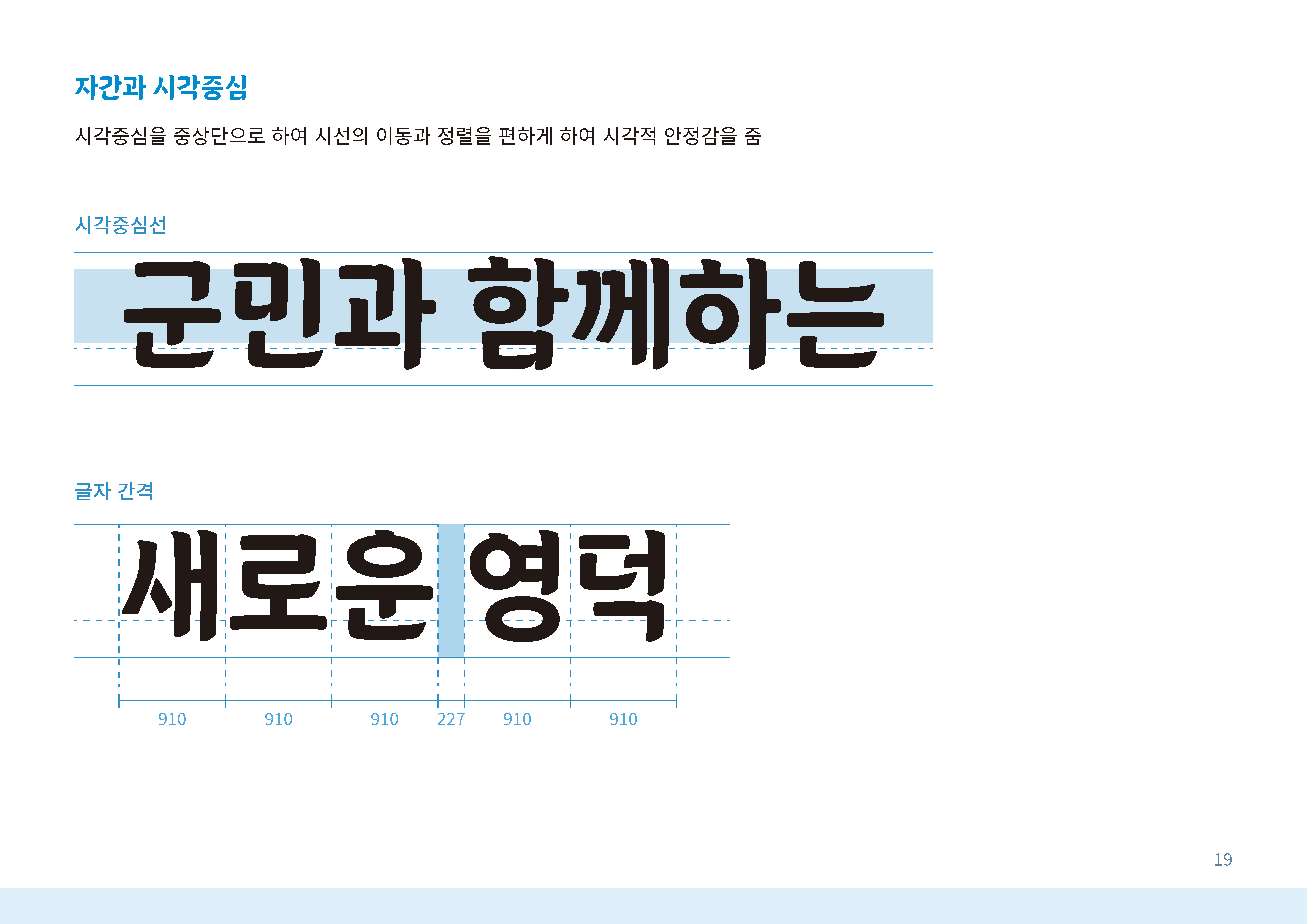 영덕 해파랑체 자간과 시각중심