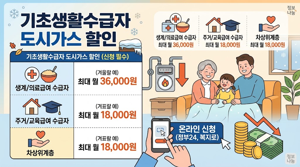 기초생활수급자 도시가스 할인 신청 안 하면 손해인 이유와 지원 금액 총정리