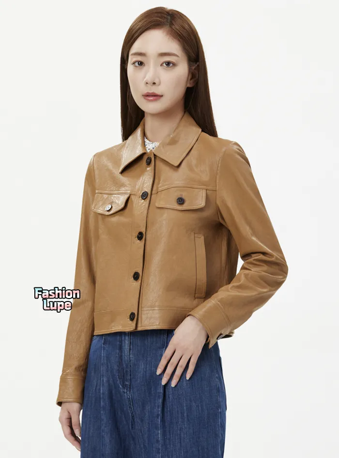 베이지 레더자켓