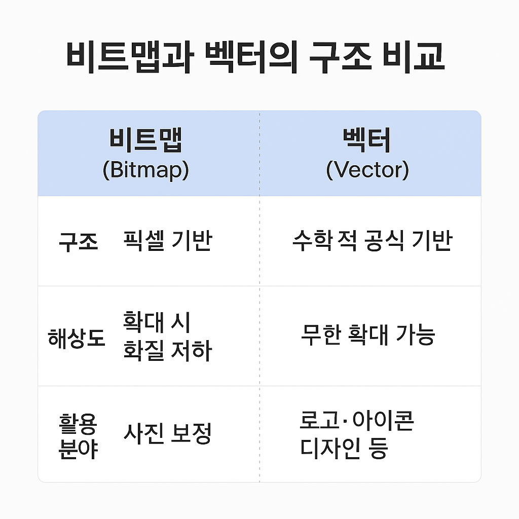 비트맵과 벡터 구조 비교 인포그래픽