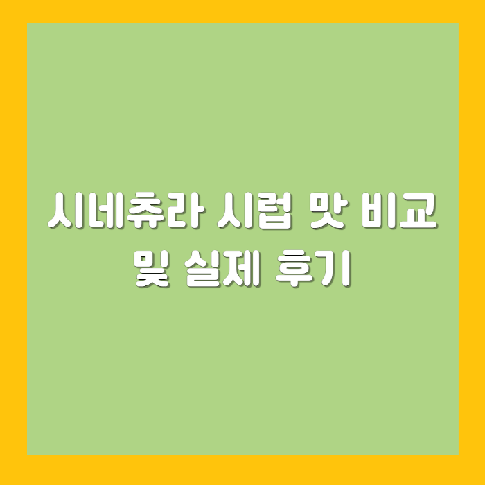 시네츄라 시럽 맛 비교 및 실제 후기