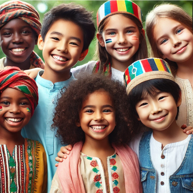 다양한 나라의 아이들이 웃고 있는 모습