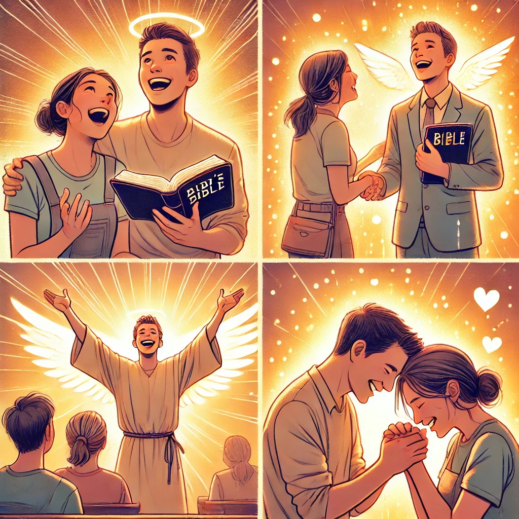 요한삼서 4절 말씀을 따라, 말씀을 전하며 복음을 최소 두 명 이상에게 나누는 모습이 담긴 이미지가 있습니다. 이 장면은 삶의 가장 큰 기쁨이 성공이 아니라, 영적 자녀들이 진리 안에서 행하는 것을 보는 것임을 강조합니다. 🙏✨📖