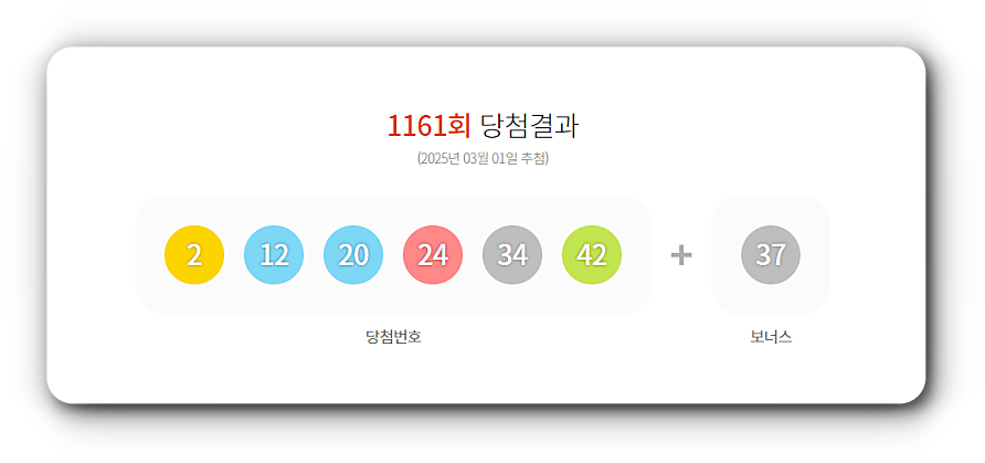 1161회 로또 당첨번호