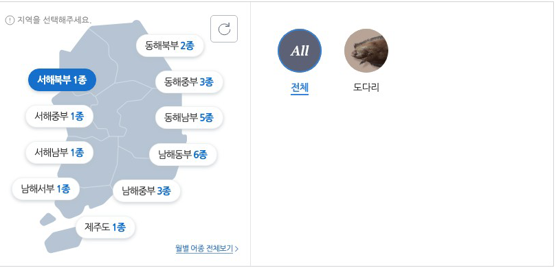 서해북부 낚시 어종 사진