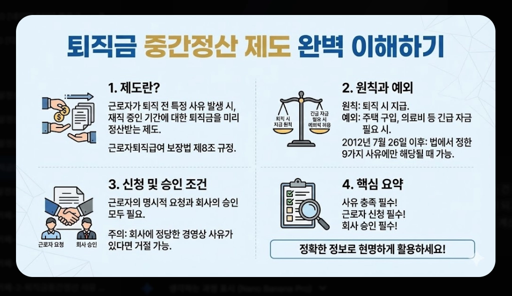 퇴직금 중간정산 사유 필요서류 완벽 정리 2026년