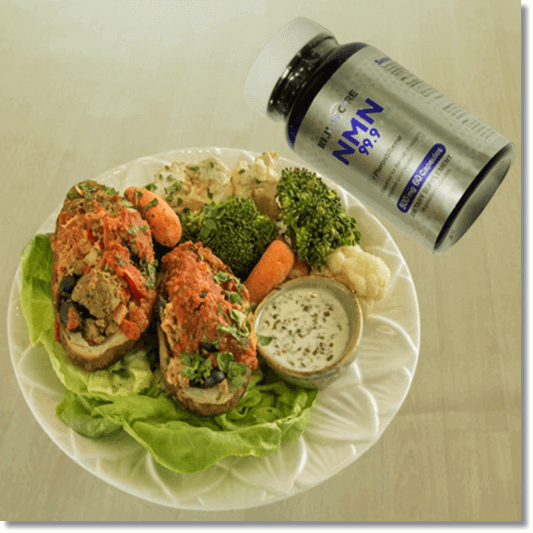 NMN 효능, NMN 음식 샐러드와 보충제