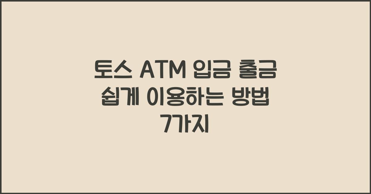 토스 ATM 입금 출금