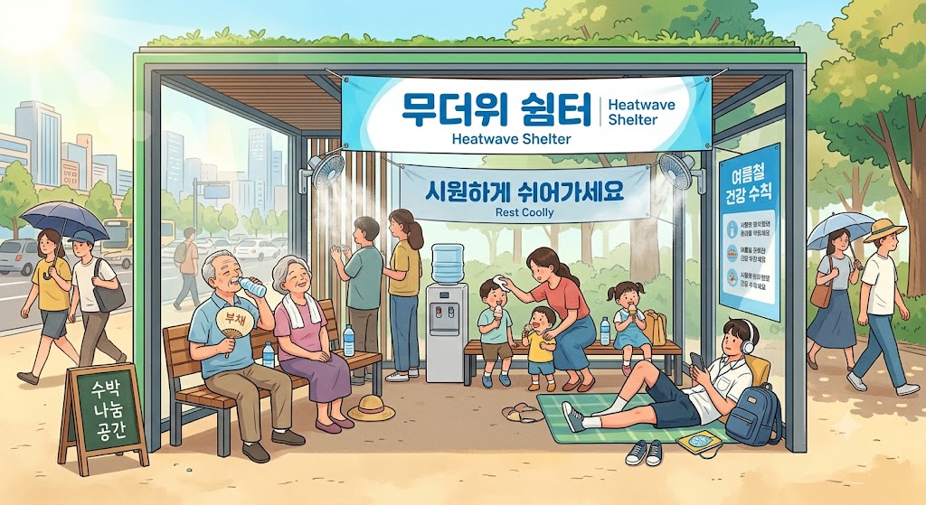 8월 여름 일주일 날씨 무더위 쉼터