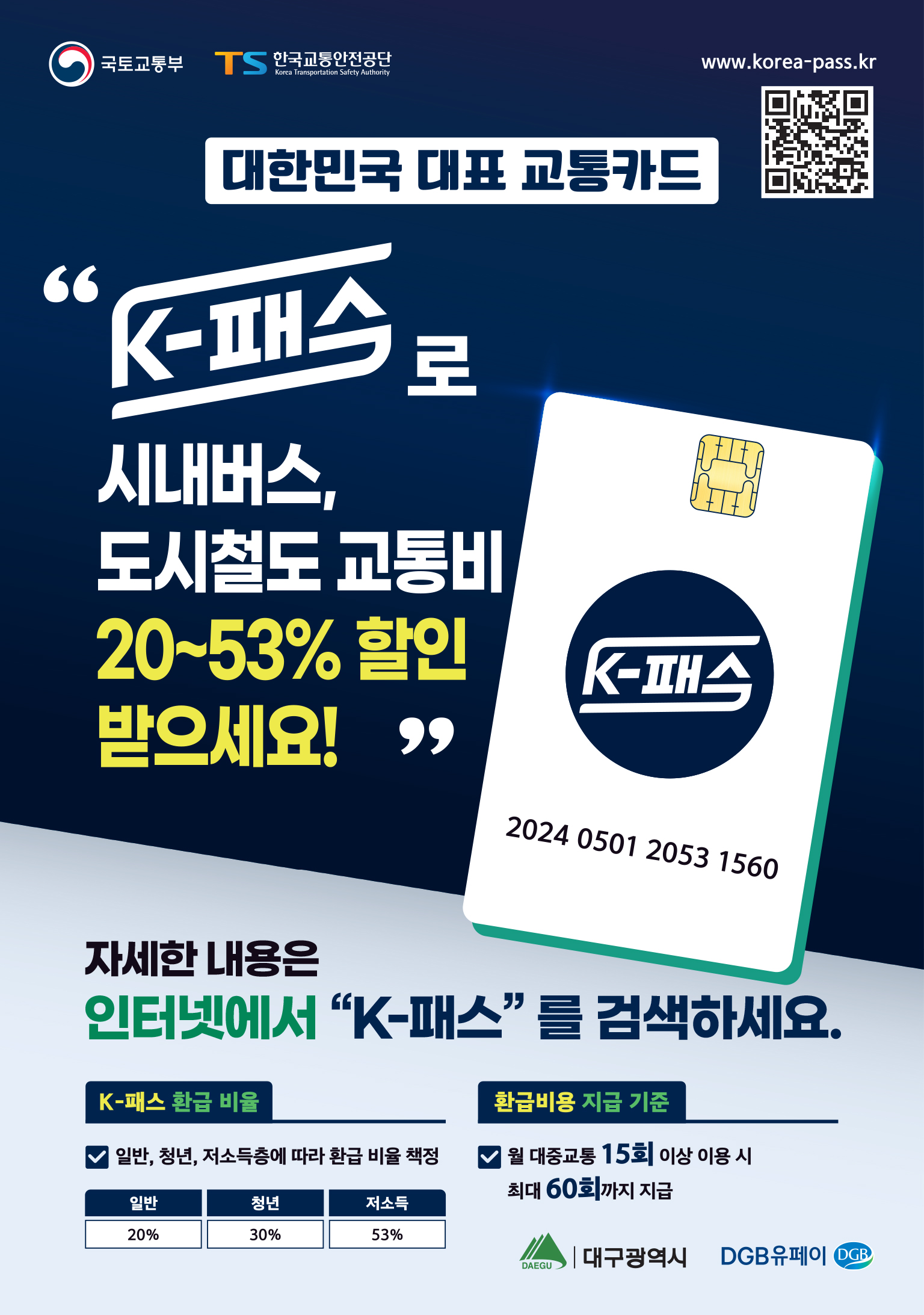 대구시 청년 교통지 지원 정책 관련 홍보포스터