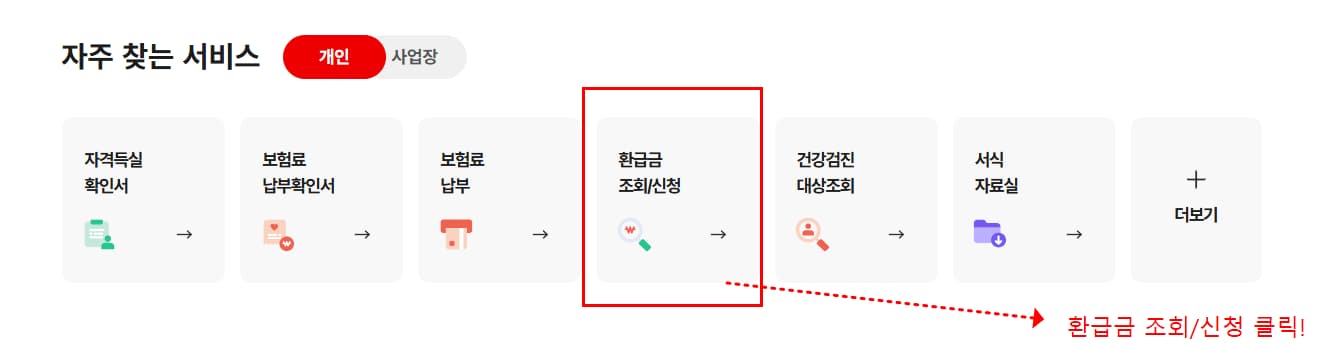 국민건강보험환급금 조회 신청방법 보여주는 예시 사진