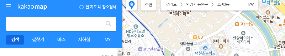 다음 위성지도 스카이뷰 보기위한 카카오지도