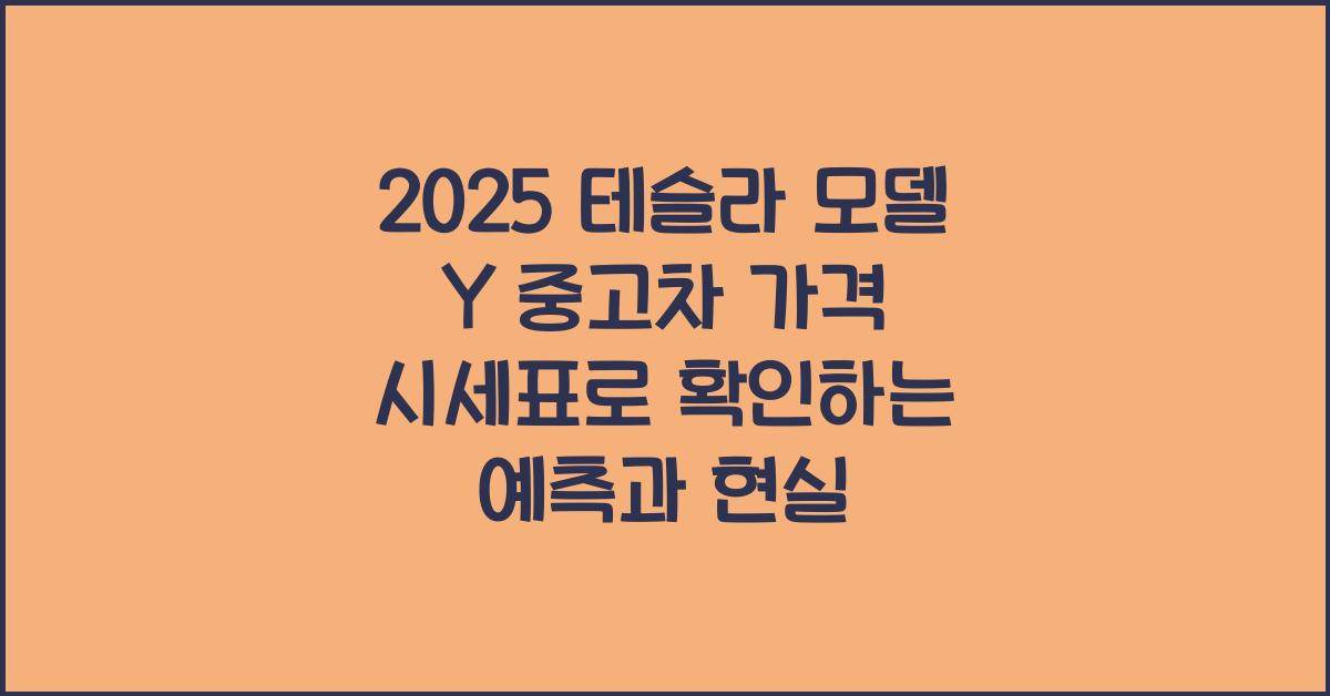 2025 테슬라 모델 Y 중고차 가격 시세표