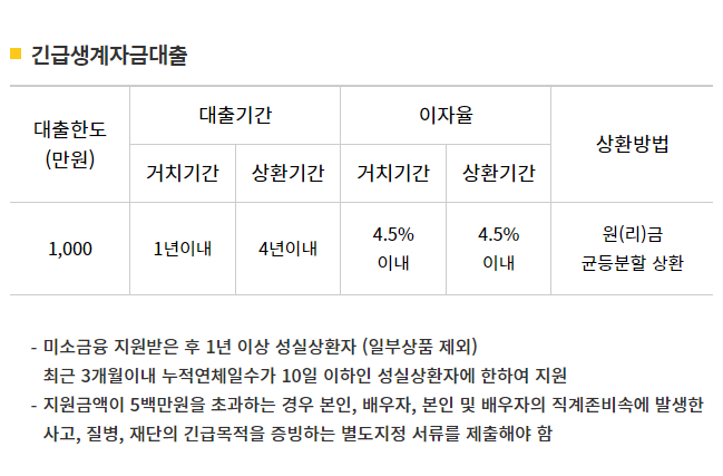 긴급생계자금대출