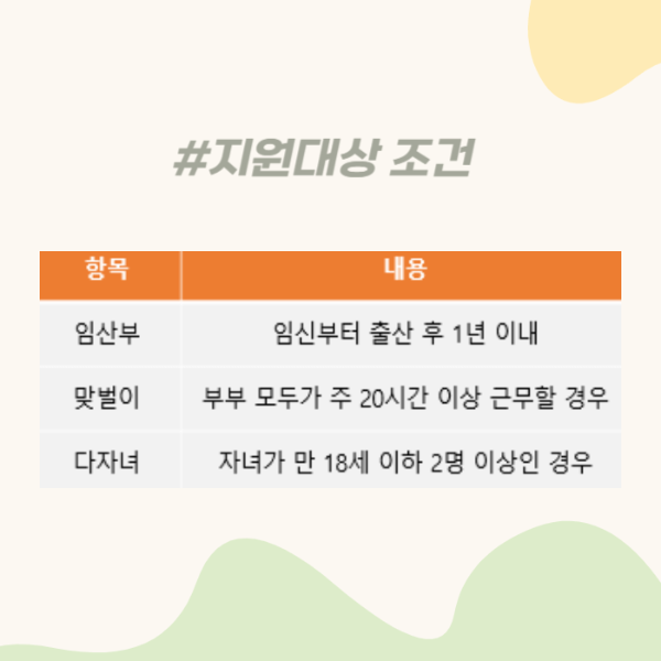 서울형 가사서비스 지원대상