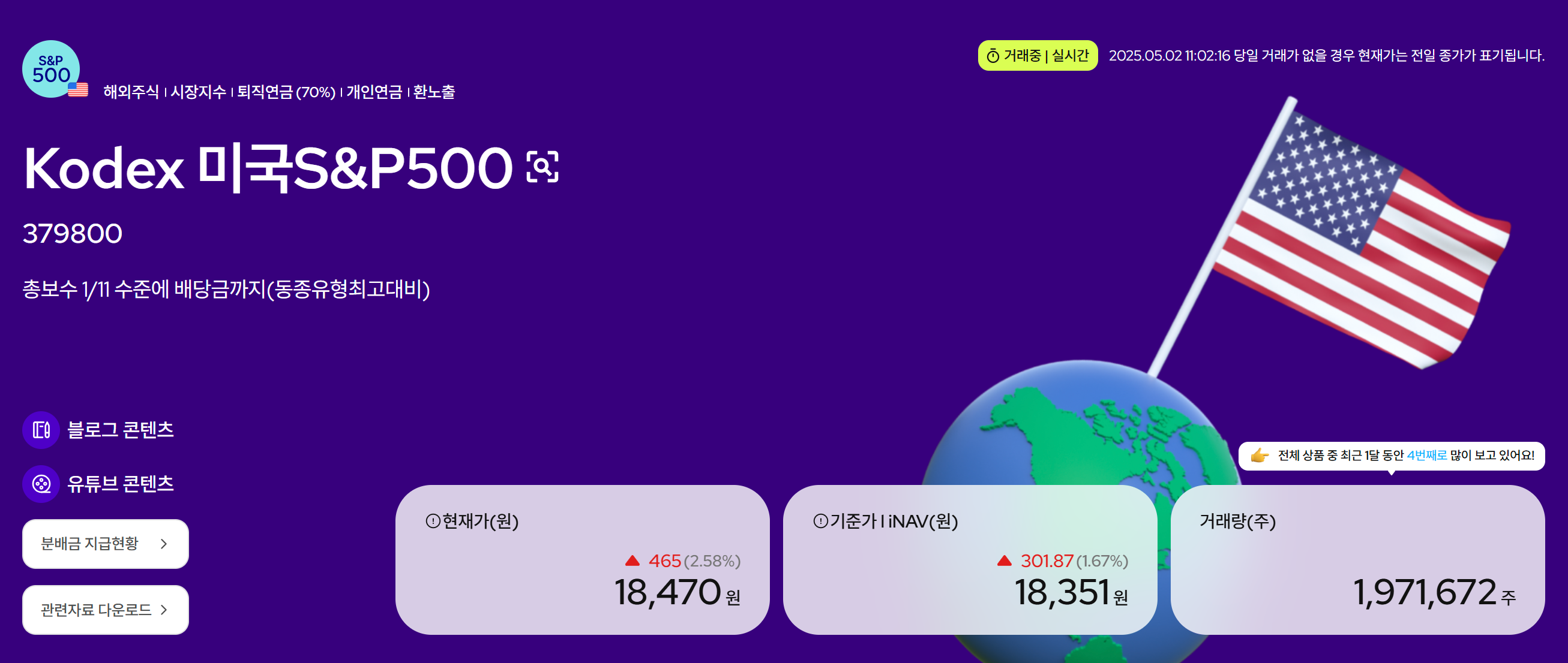 국내 상장 S&amp;P 500 ETF 비교 핵심 지표 이미지