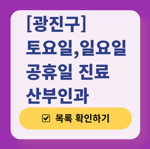 서울 광진구 일요일 진료 산부인과 목록 ❘ 토요일 주말 공휴일 야간 문 여는 병원 리스트