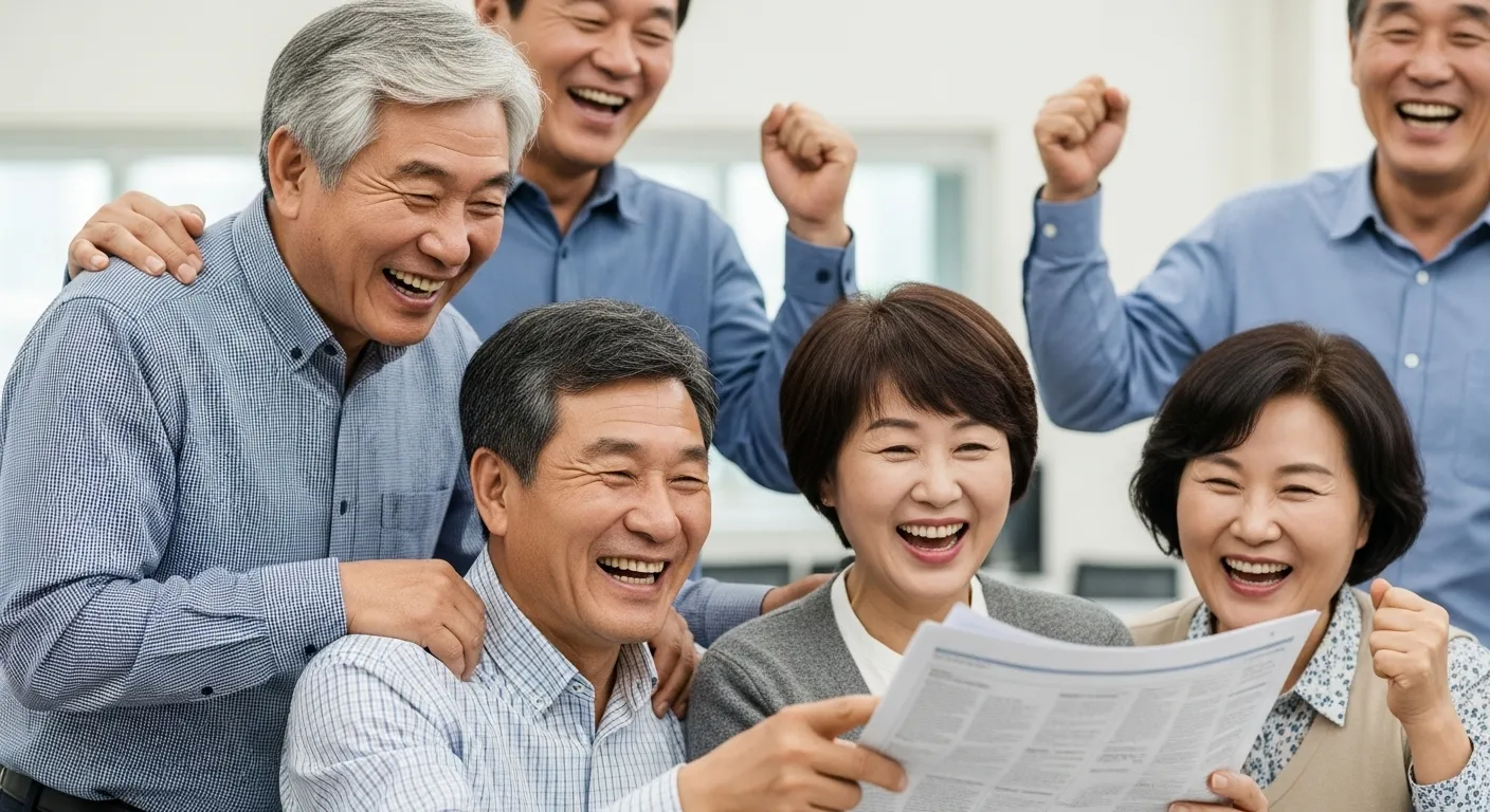 정년연장-법안-통과-소식을-보고-기뻐하는-정년-퇴임을-얼마-남겨두지-않은-남녀-노동자들의-웃는-모습-AI-이미지