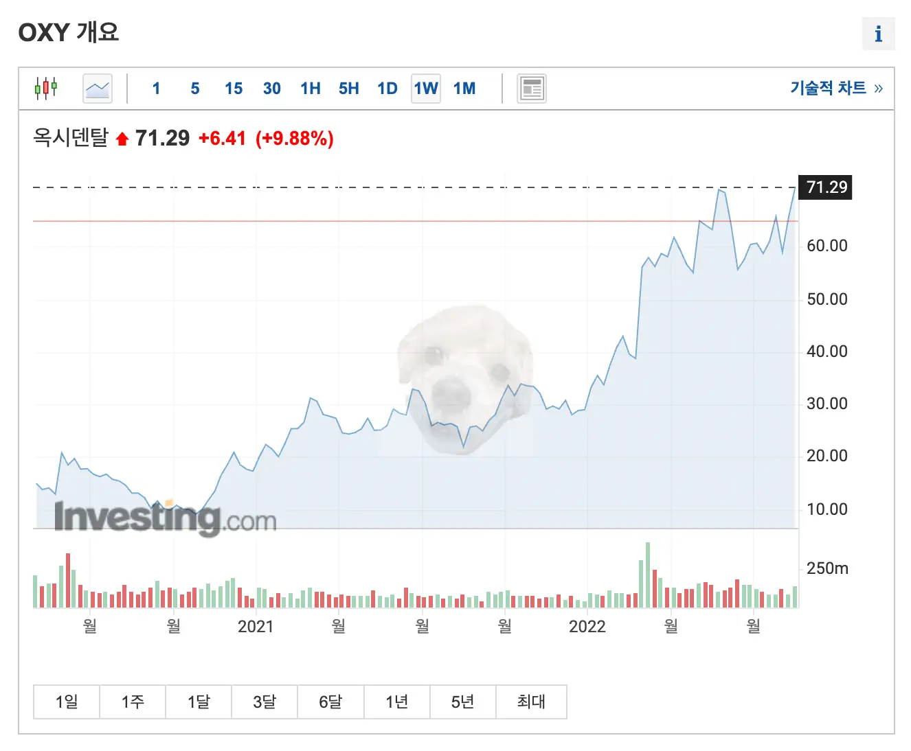 옥시덴탈 페트롤리움 가격 차트