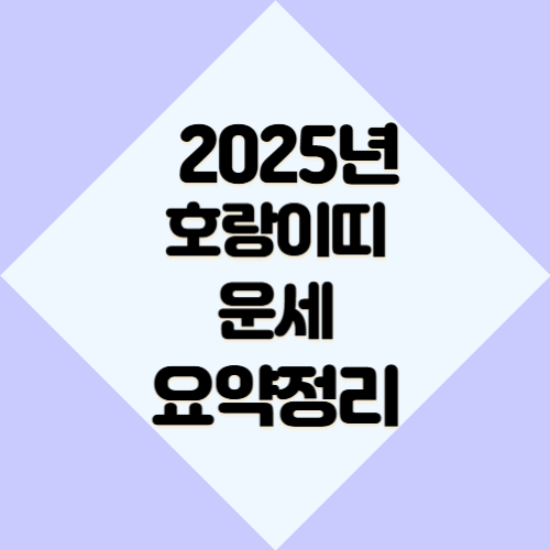 2025년 호랑이띠 운세 요약정리