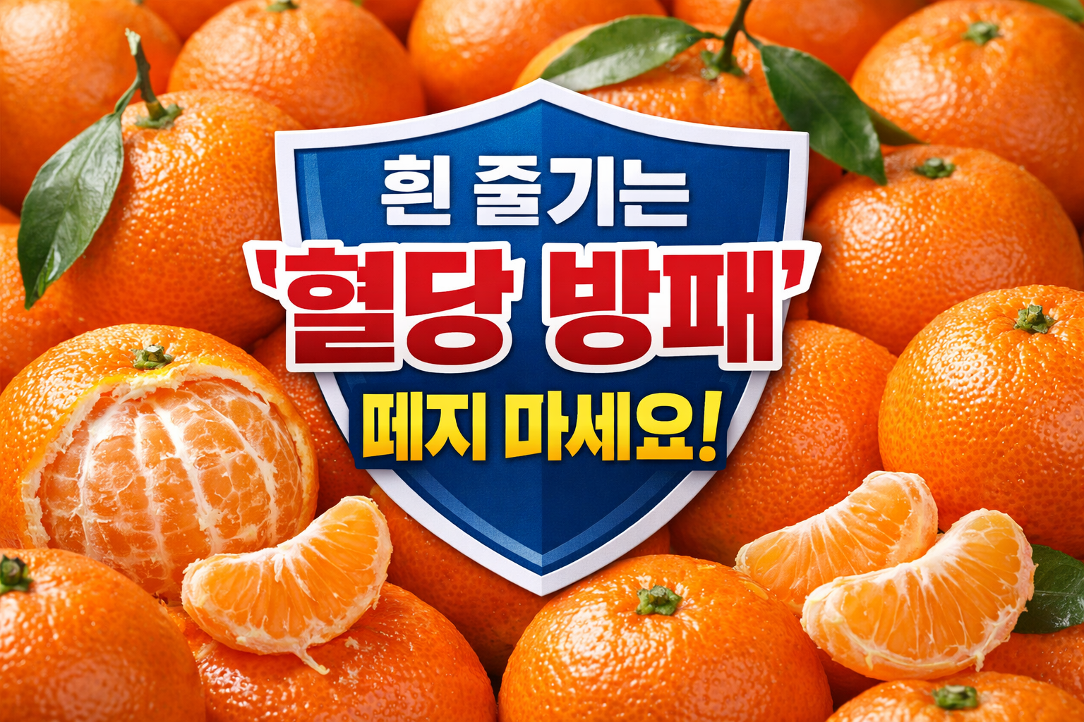 귤 흰 실·막을 과도하게 제거하지 말자는 메시지 이미지, 당뇨 혈당 관리 팁