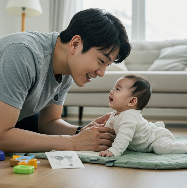 2~3개월: 미소와 응시