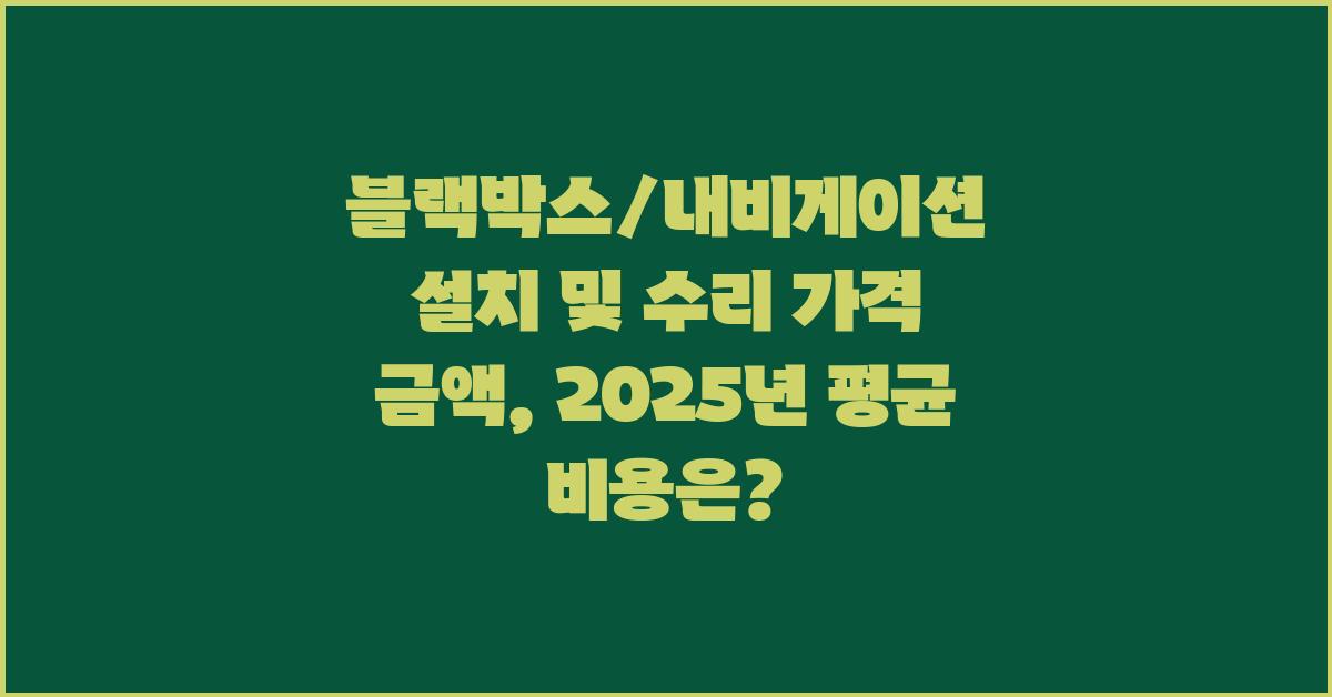 블랙박스/내비게이션 설치 및 수리 가격 금액 업체 평균 비용